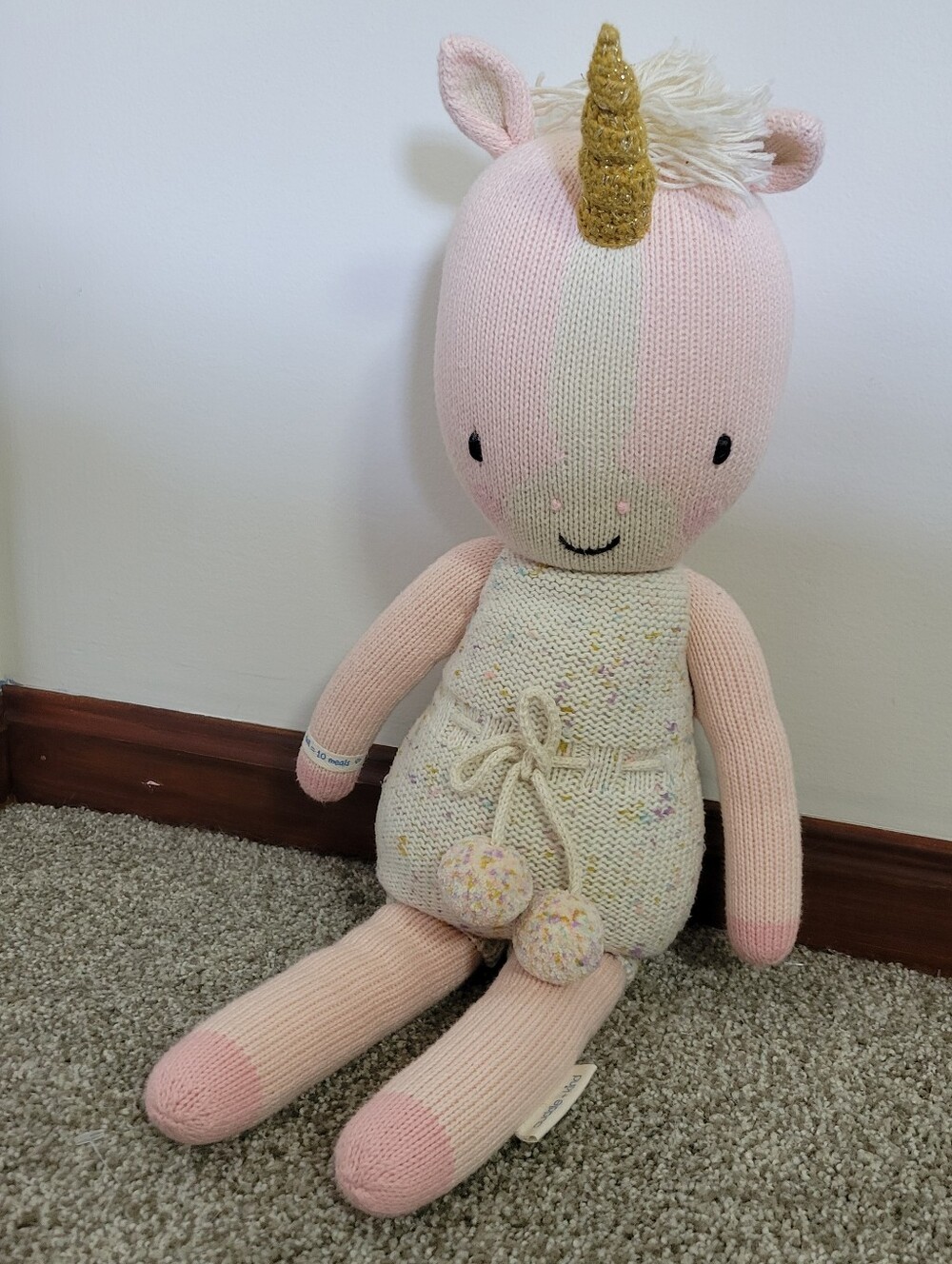 Cuddle+Kind Ella the Unicorn Plush Doll Toy 100% Cotton, 20"